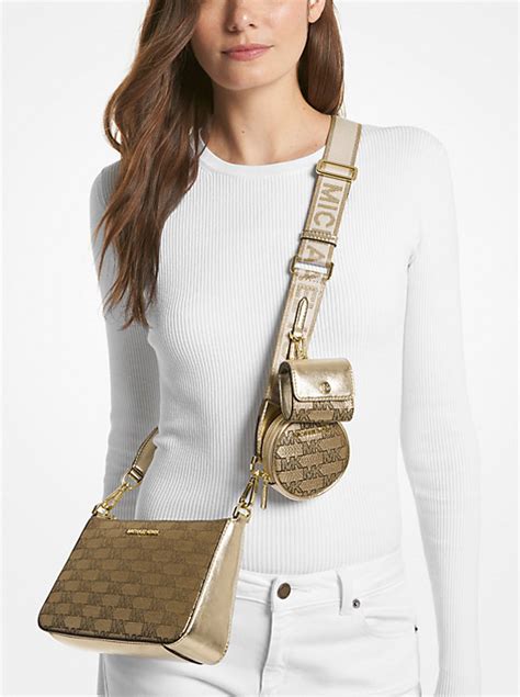 Jet Set Metallic Logo Jacquard Crossbody Bag with  